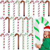 JolliLudo 24 Pcs Inflatable Christmas Candy Canes 35 Inch Jumbo Inflatable Candy Canes Hanging Ornament with Rope and Hook Large Outdoor Christmas Decoration Xmas Balloons Toy for Garden Yard Lawn