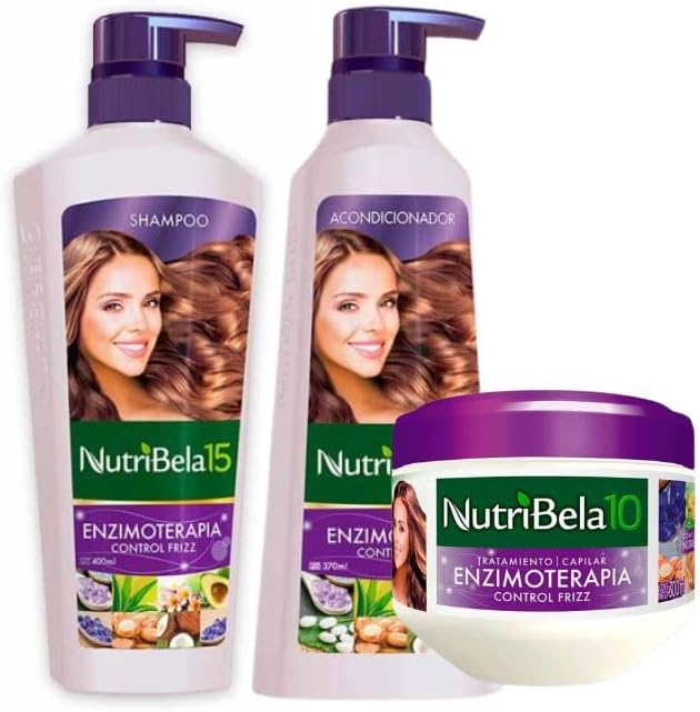 - Nutribela 10 Enzimoterapia (3 Pack) Nutribela Shampoo Enzimoterapia 400mL + Nutribela Acondicionador 400mL + Nutribela Tratamiento 300mL, nutribela 15 Shampoo y acondicionador