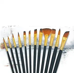 ECLET Art Brush Set for Artists, Painting Brushes Set of 12 Professional Round Pointed Tip Nylon Hair Artist Acrylic Paint Brush for Acrylic/Water Colour/Oil Painting Item 63