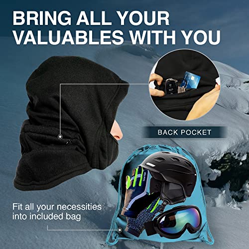 GearTOP Balaclava Best Full Face Premium Ski Mask, Neck Warmer for Motorcycle and Cycling (OSFM, Black/Fleece)