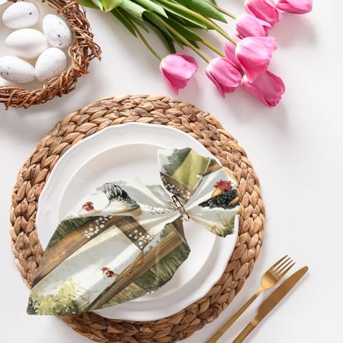 Servilletas de Tela Vintage Chickens Set x4 20x20 Inch miniatura 4
