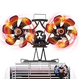 Signstek ストーブファン 石油ストーブ ファン 薪ストーブ 扇風機 双頭 静音 【ブラケット&磁気温度計付き】 キャンプ用 エコストーブ 火力熱炉 扇風機 12枚羽 空気循環 暖房効率アップ 熱駆動 電源不要 省エネ 暖房用 熱供給用品 過熱保護 防寒対策 薪ストーブアクセサリー アウトドア/屋内 ペレット/ガス/暖炉用