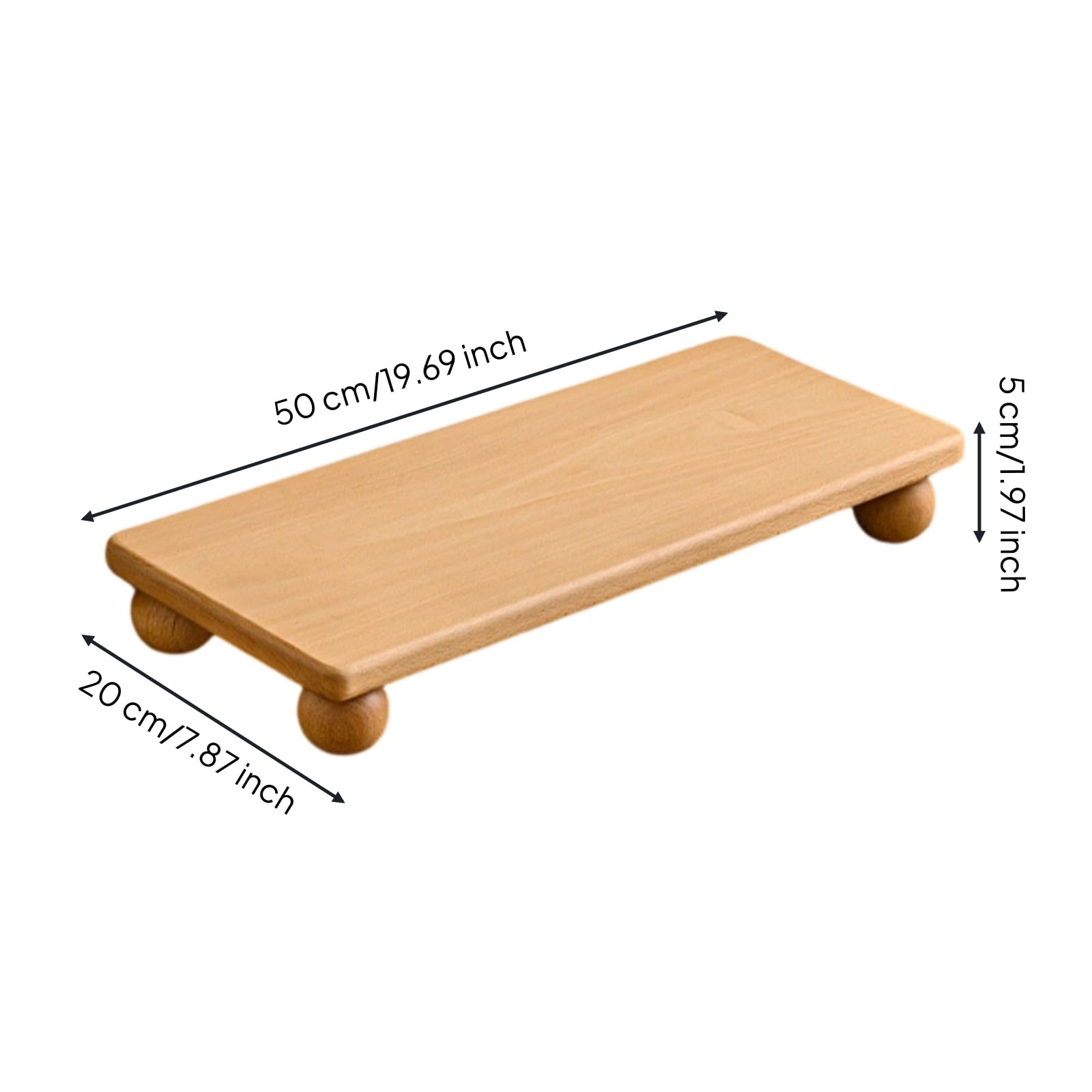 Desktop Stand Supporto Schermo Legno Rialzo Base Computer Organizzatore in Massello con Altezza Ergonomica E Spazio Sottostante Adatto a Ufficio, Faggio, 50 20 5