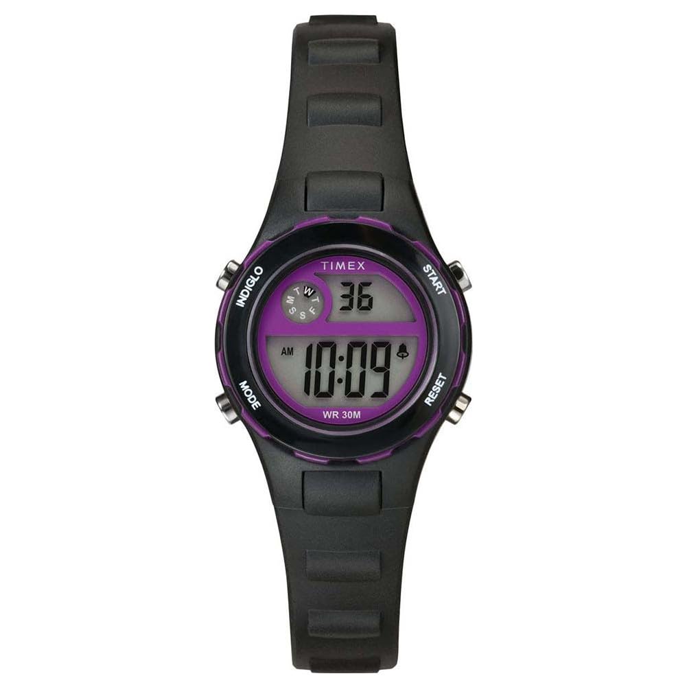 Timex Zegarek dla Dzieci Time Machines 27 mm, Czarny Pasek Żywiczny, Tarcza Cyfrowa, Czerwona Obudowa TW2W92300