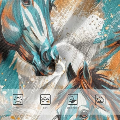 Joisal Cotton Toddlers Underwear Floral Wild Horse Teal Orange Panties Little Girl Artistic Briefs Kids Undies 2t3