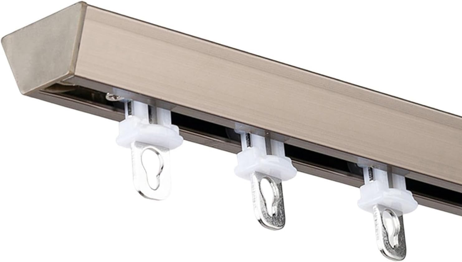 Robusto set di aste per tende da soffitto (1-6 m), elegante per ufficio, soggiorno, camera da letto, finitura champagne, 1,8 m (2 x 90 cm) e design elegante
