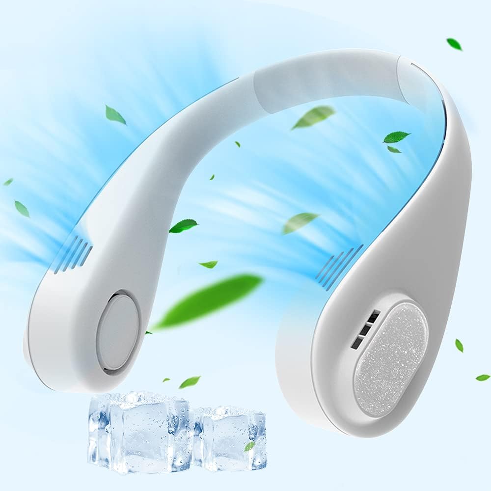 Bladeless Neck Fan, 360 Degree Wind Around The Soft Neck Protection Portable Neck Fan 3000 mAh USB Rechargeable, Suitable For Couples, Colleagues, Friends, Children, Customers, Classmates (White) : Home & Kitchen