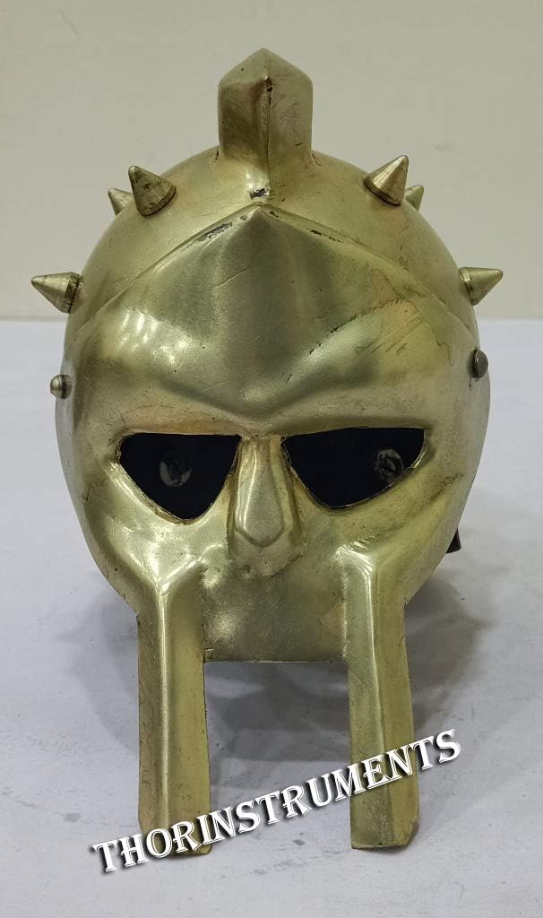THORINSTRUMENTS Brass Mini Gladiator Medieval Armor Helmet Table Top Office Decor On Stand Rustic Vintage Home Decor Gifts image 4
