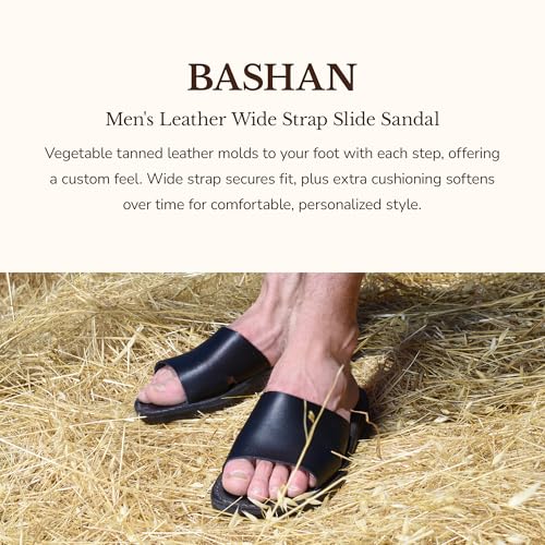 Bashan - Leather Wide Strap Slide Sandal - Mens Sandals2