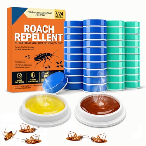 92PCS Roach Repellent Bait Cockroach Repellent Gel Bait Stations for Indoor Infestations Effective Nest Treatment for Small to Large Cockroaches Easy to Use for Hidden Areas in Kitchen and Home