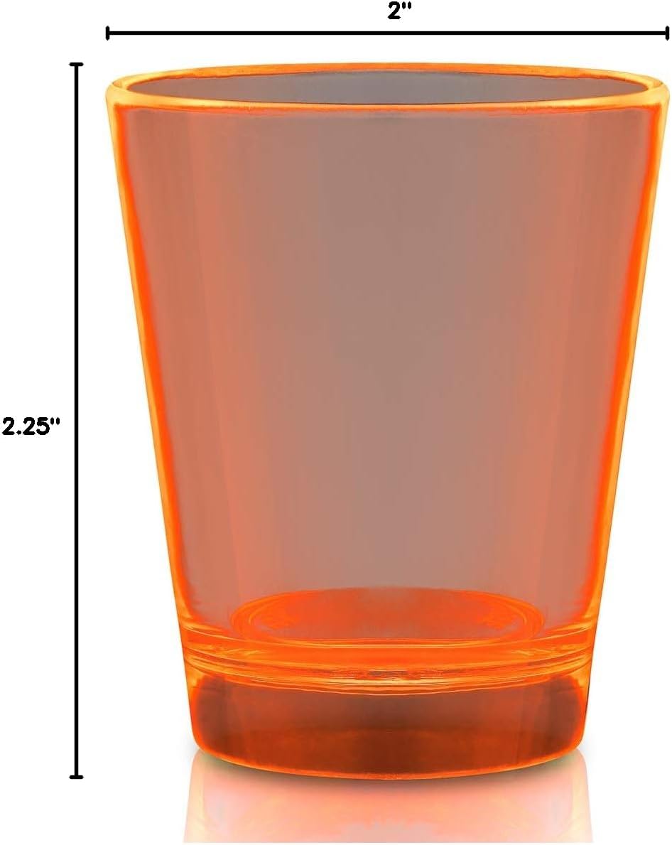 FlashingBlinkyLights 1.5 oz. Neon Orange Glow Shot Glasses, UV Reactive (12 pack)