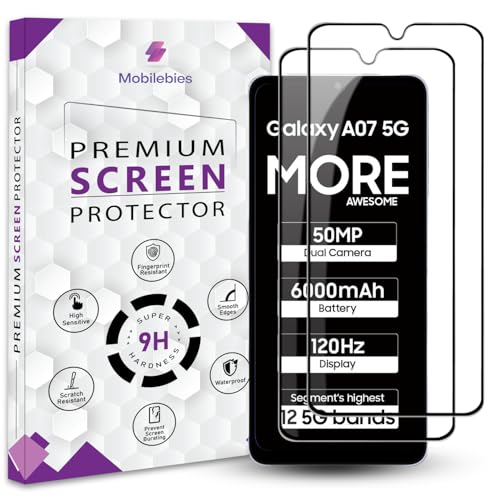Image of Premium Tempered Glass Screen Protector Guard For Samsung Galaxy A07 5G (6.7 Inch, Pack of 2) | Edge to Edge Coverage With Easy to installation kit