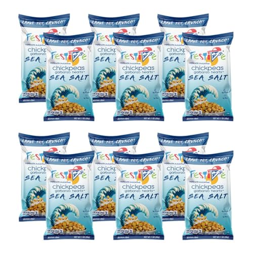 Image of Festive Chickpea Hearts - Crunchy Sea Salt Garbanzo Beans - Husk-Free Roasted Chickpea Snacks - Vegan Snacks with 5g Protein Per Serving Plant Based, Halal, Gluten Free, Dairy Free - 1oz 12 Pack