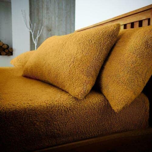 Teddy Bear Fleece Fitted Sheet Single, Double, King, Super King Size (Orchad, Single)