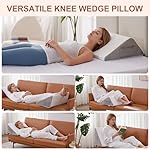 Bedluxe Knee Pillow for Back Sleeping, Leg Pillow Knee Wedge Pillow, Memory Foam Wedge Pillows for Legs Post Surgery, Triangle Pillow for Knee Support, Leg Elevation, Knees Hip Back Pain Relief, White - Image 2