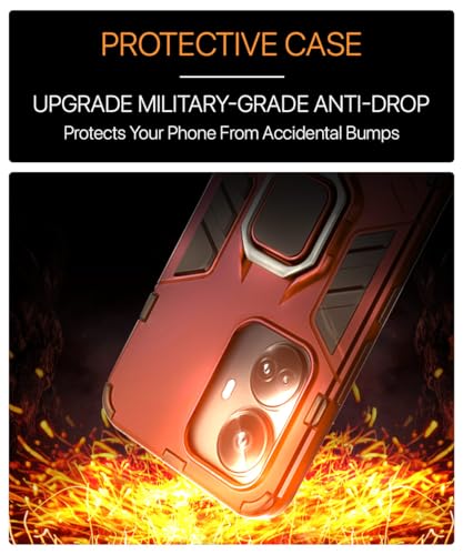 Image of WOW IMAGINE Shock Proof Back Case Mobile Cover for Realme C55 | Realme Narzo N55 | Back Cover Case (Tough Armor | Hybrid PC + TPU | Ring Holder & in-Built Kickstand | Red)