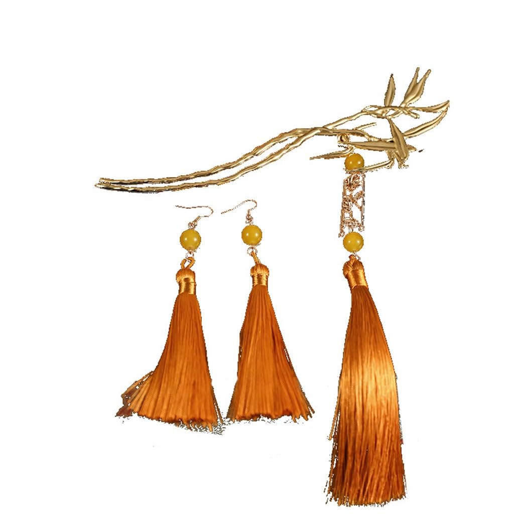 Bride Chinese Headdress Golden Tassel Hair Clasp Accessories Cheongsam Xiuhe Dress Ancient