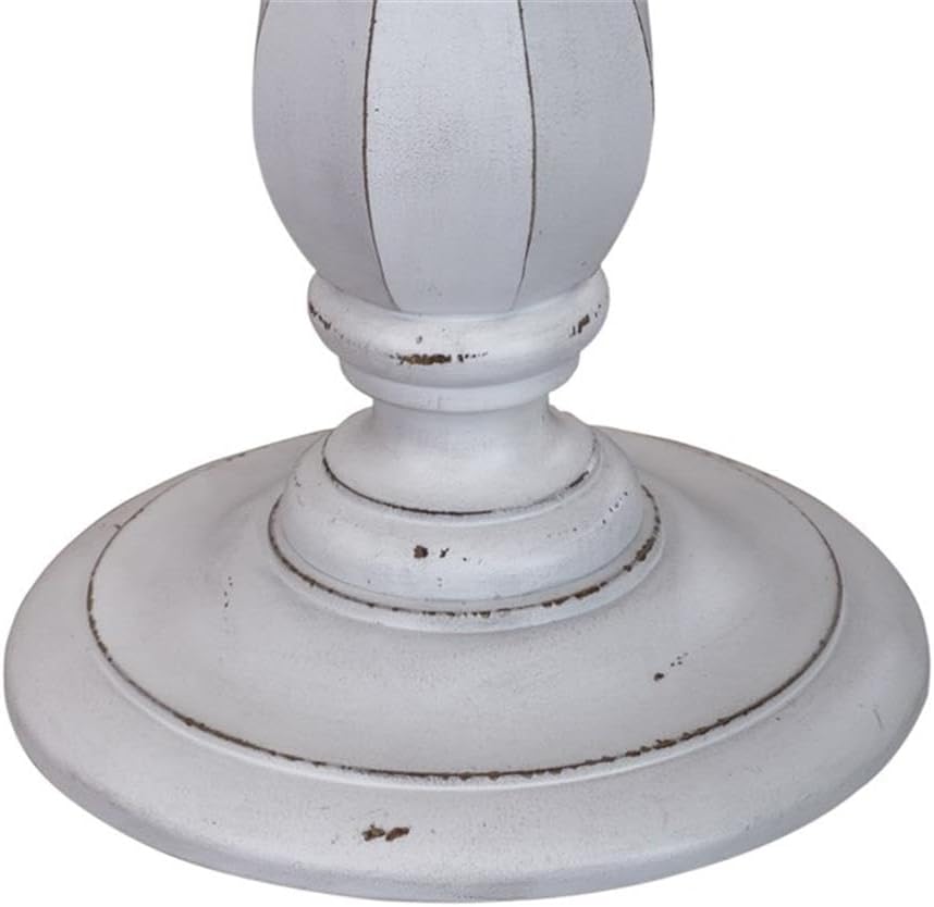 Pemberly Row Round Accent Table, Antique White Finish with Weathered Brown Top, Poplar Solids and Veneers, Pedestal Base, Two-Tone Design, Elegant Traditional Style for Living Room or Entryway