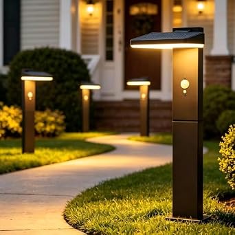 4PCS-Solar Pathway Lights Outdoor Waterproof, Motion Sensor Lights