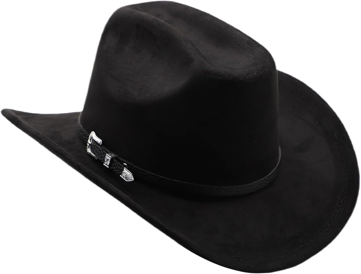 Western Cowboy Hat for Men Cowgirl Hat for Women Unisex Wide Brim Felt Fedora Hats Classic Flat Top Hats with Buckle Belt - Image 4