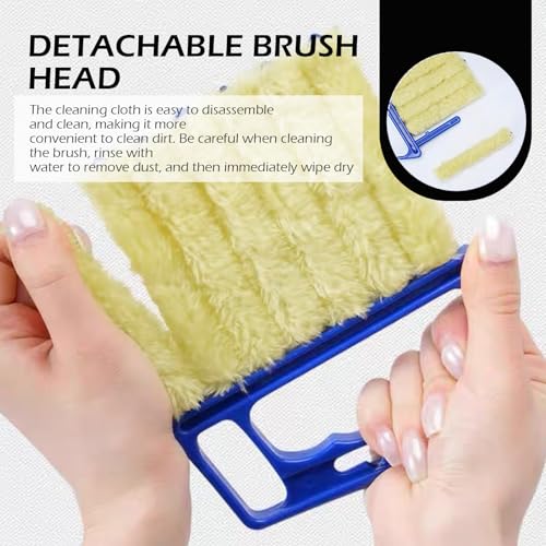 Ferianl 2PCS Blind Cleaner Duster Tool, Microfiber Washable Handheld Mini Duster Brush, 7-Finger Dusting Cleaner Tool for Air Conditioner Vents, Wood Blinds (Orange & Blue)