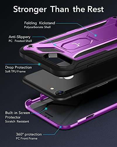Youmaker [2021 Upgraded] Iphone Se 2020 Case, Iphone 8 Case, Iphone 7 Case, Built-In Screen Protector Kickstand Full Body Heavy Duty Shockproof Cover For Iphone Se & Iphone 8/7 4.7 Inch - Purple #TOP4