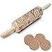 YGCHEN Rodillo de Cocina con Dibujos Rodillo de Amasar en Relieve para Navidad Rodillo Amasar Madera Rolling Pin para Hornear Galletas, Fondant, Pasteles, Fondant, Pasta Grabada