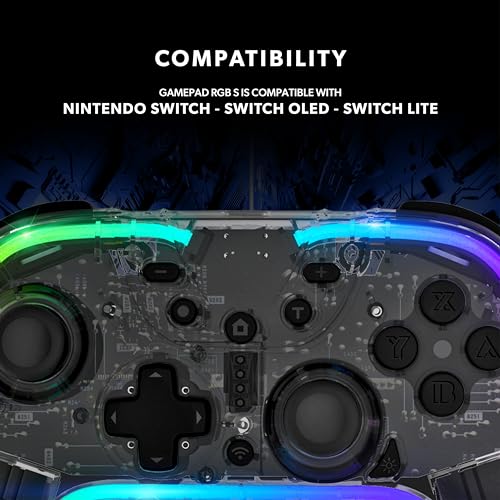 Snakebyte GAMEPAD RGB S – Manette sans fil compatible avec Nintendo Switch 2, Switch, OLED & Lite, Sticks à effet Hall, Éclairage RGB, Recharge rapide [Nintendo Switch]
