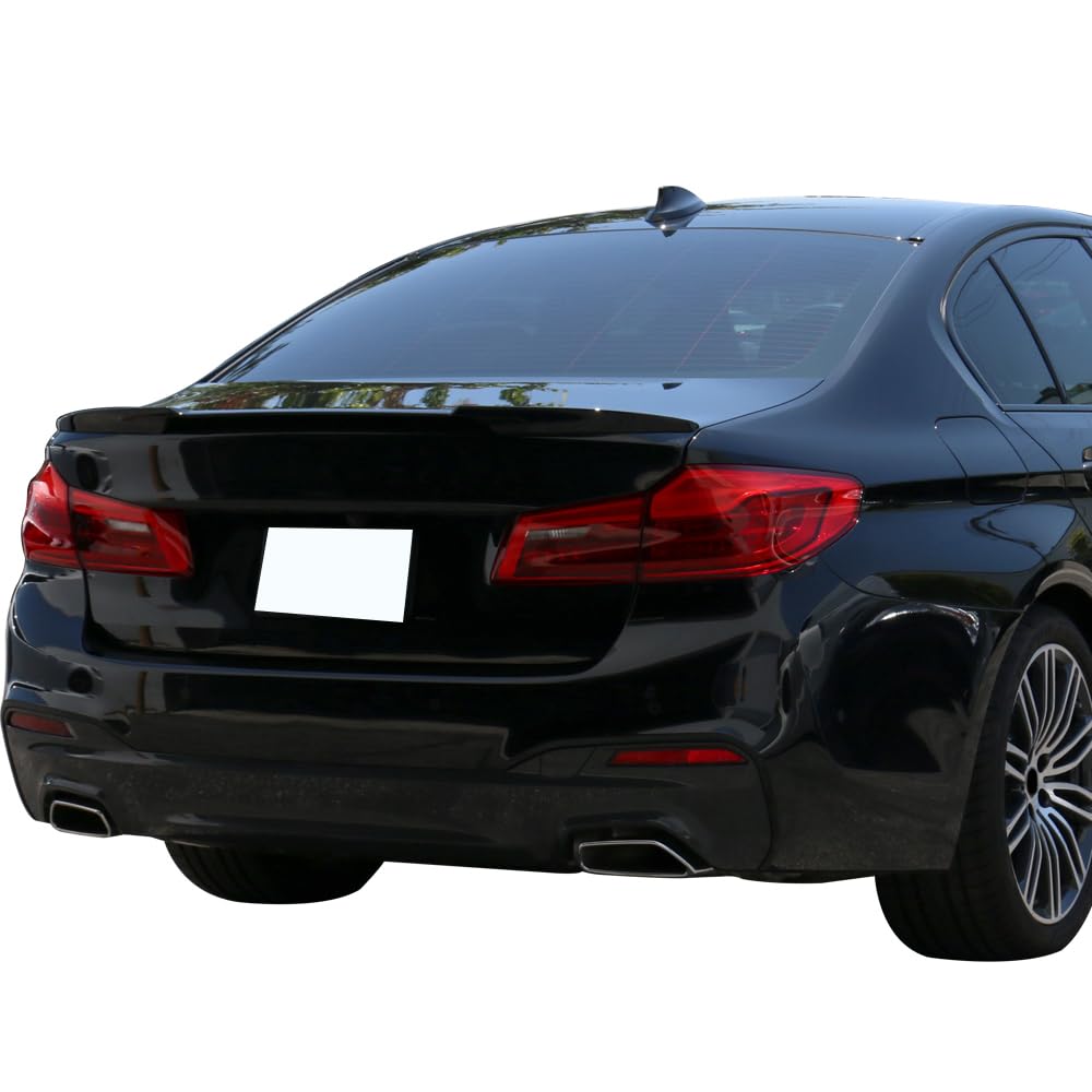 Pre-Painted Trunk Spoiler Compatible with 2017-2023 BMW 5 Series G30 Sedan, M4 V Style #475 Black Sapphire Metallic ABS Rear Wing Lid by IKON MOTORSPORTS, 2018