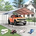 STHOUYN Car Ports 12x20 Heavy Duty Metal Carport Kit, UPF50+ UV Protection Galvanized Steel Car Port for RV/Vehicle Outdoor, 130mph Windproof & 50PSF Snow Load Shelter, Easy Assembly