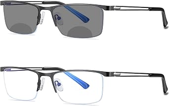 MINCL/2020 Fashion Mens Square Bifocal Reading Glasses Photochromic Lens Men Transition Sunglasses Presbyopia UV400