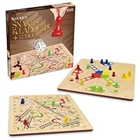 Wooden Snakes and Ladders + Ludo Board Game – 2-in-1 Classic Family Game for Home and Travel – Kids Board Games Age 5+ -Montessori-Inspired, Travel-Friendly, Snakes and ladders game for kids