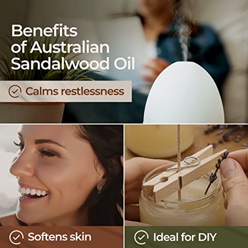 Gya Labs Australian Sandalwood Essential Oil For Diffuser - 100% Pure & Natural Australian Sandalwood Oil Therapeutic Grade For Skin & Aromatherapy Use - Warm, Woodsy Scent (0.34 Fl Oz) #TOP4