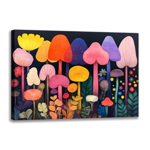 Peinture murale de plantes colorées en toile grand format 80x120cm sans cadre pour salon