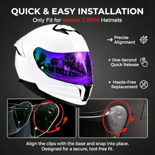 Image of PSLER Stream II Helmet Tinted Visor FF808 Face Shield Replacement for Stream II FF808