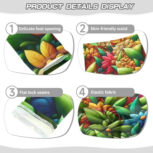 Colorful Flowers Leaves Girls Leggings Stretchy Dance Pants for Kids3