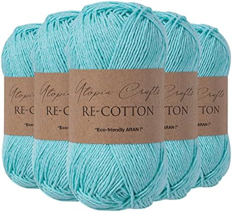 Utopia Crafts Re-Cotton Knitting Yarn, 5X 100g (Soft Pink)