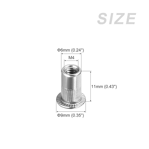 Miniatura 8 de METALLIXITY 100 tuercas de remache (M3), tuercas roscadas de aleación de aluminio, para sujetadores mecánicos de muebles, tono plateado