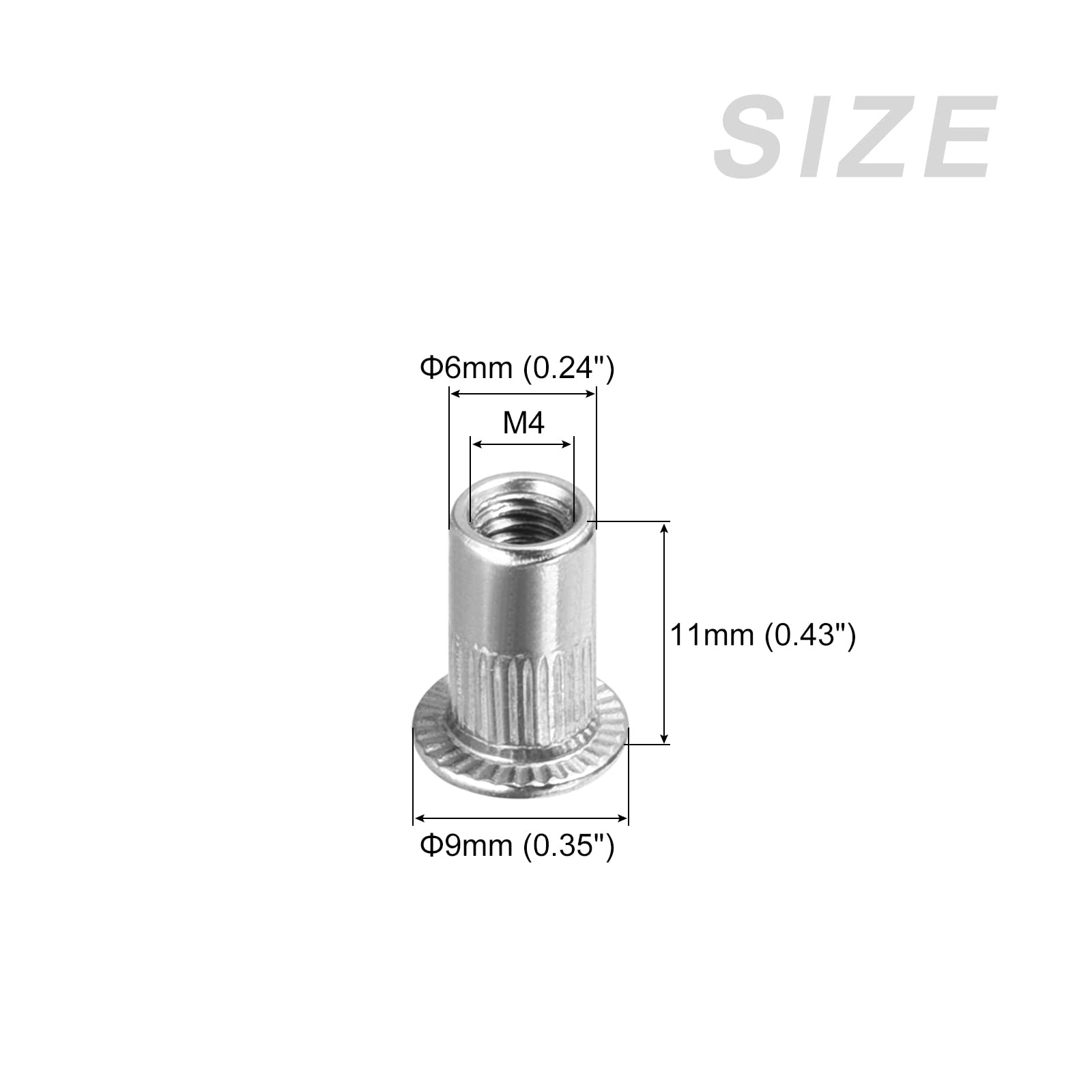 METALLIXITY Rivet Nuts (M4) 50Pcs, Aluminum Threaded Insert Nuts - for Furniture Mechanical Fasteners Silver Tone - Image 2