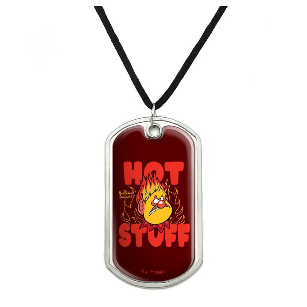 Year Without a Santa Claus Hot Stuff Military Dog Tag Pendant Necklace with Cord