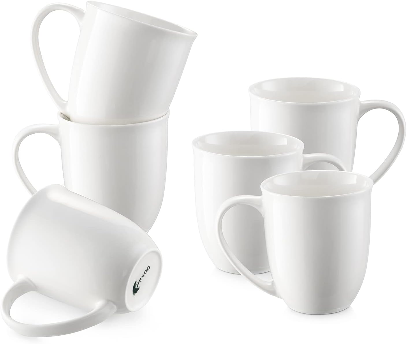 DOWAN Coffee Mugs Set, 18 OZ White Coffee Mugs Set of 6