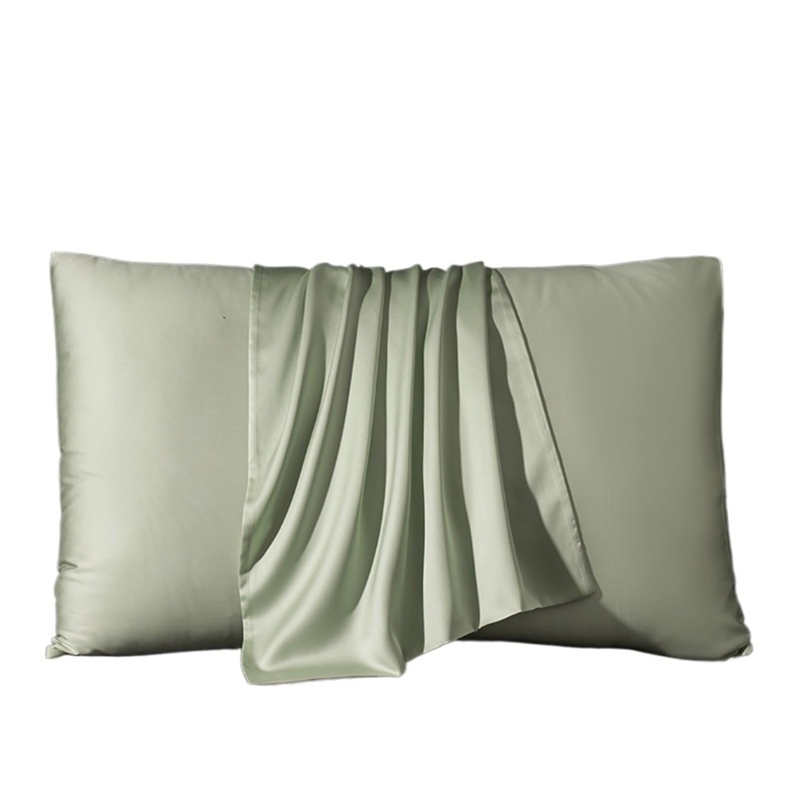 2PCS Real Mulberry Silk PillowCase Pillow Case Protect Skin Pillowcase Bedding Cases Cover for Bedding(Light Green,50x75cm 2pcs)