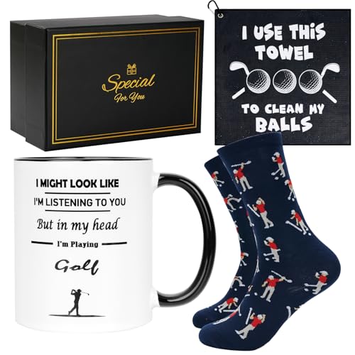 TOONGEEN Funny Golf Gifts for Men Golf Presents for Men Golfers Novelty Golfs Mug Gifts Set for Golfing Lovers Birthday Christmas (11oz)