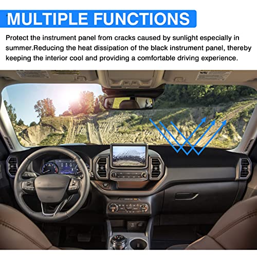 Image of Autorder Dashboard Cover Mat for Ford Bronco Sport 2021 2022 2023 2024 Accessories Dash Cover Ice Silk Fabric Dash Mat Sunshade Glare UV Rays Protector