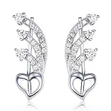  ZHWM Ohrringe Ohrstecker Ohrhänger 925 Sterling Silber Liebes Herz Track Meteor Cz Ohrsteiger Für Frauen Mädchen Schmuck Ohr Jacke Frauen Baumeln 1 para