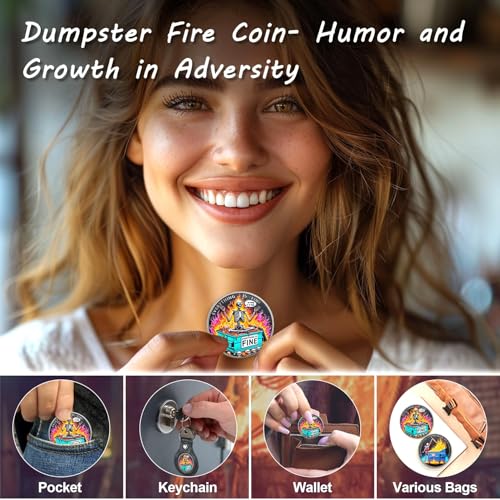 ACGZQY 761SP (C) Totenkopf-Müllcontainer-Feuer-Münze – Bunte Müllcontainer-Feuer-Herausforderungsmünze Ermutigungs-Token Inspirierendes Urkomisches Medaillon Motivierendes Geschenk
