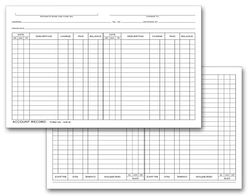 Account Record Billing Card Double Entry 5 x 8