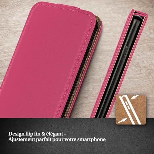Étui iPhone 13 Pro Max moex en cuir végétalien rose chic avec clapet vertical - 2