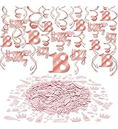 Konsait Rose Gold 18th Birthday Decorations for Women and Girl Bday Decor 18th Birthday Hanging S...