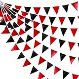 Red Black Party Decoration Metallic Fabric Triangle Pennant Banner Flag Bunting...